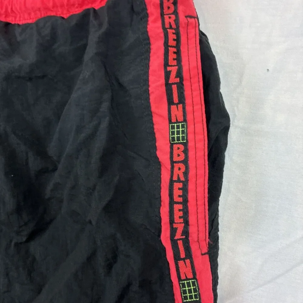Vintage Breezin Board Shorts Mens Large Side Logo Neon Pink Black 80s 90s